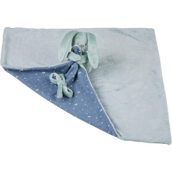 Doudou couverture lapin turquoise Nattou