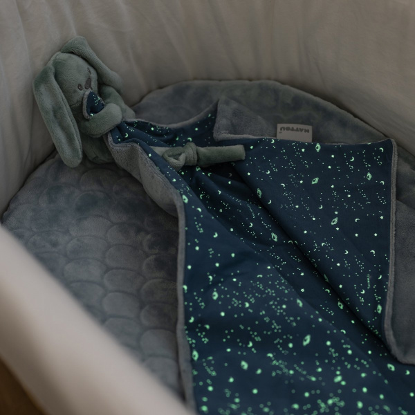 Doudou couverture lapin turquoise Nattou