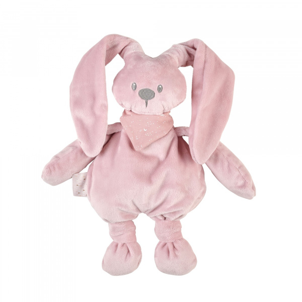 Peluche lapidou avec bandana phosphorescent glow vieux rose 36 cm Nattou