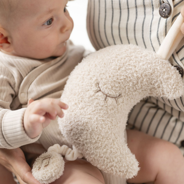 Mini peluche musicale lune bouclette beige Nattou