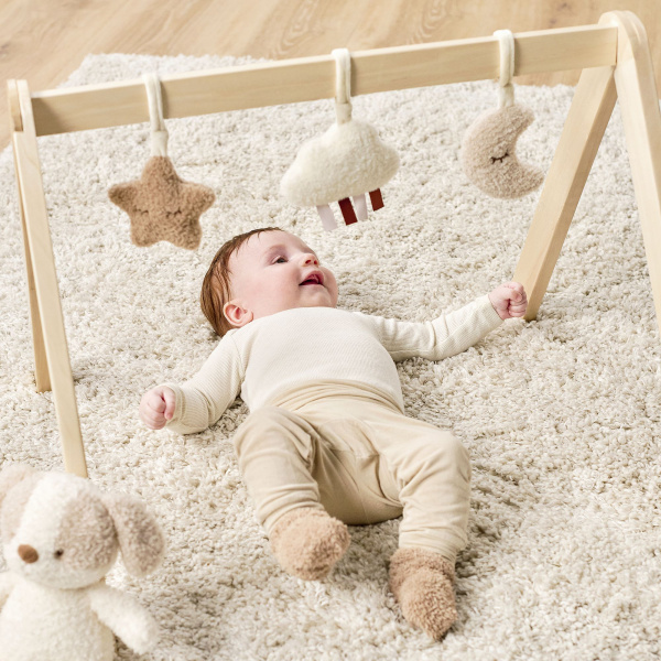 Arches en bois avec jouets à suspendre corail Nattou