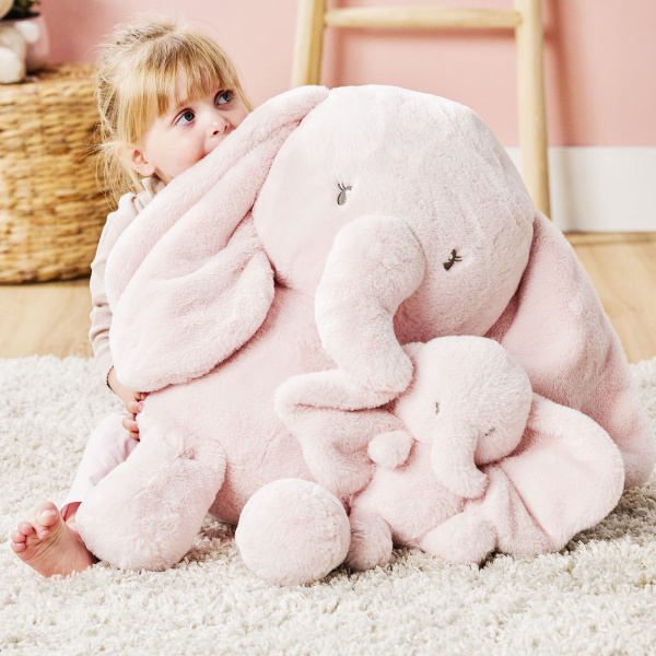 Peluche éléphant longs poils rose fanfan Nattou