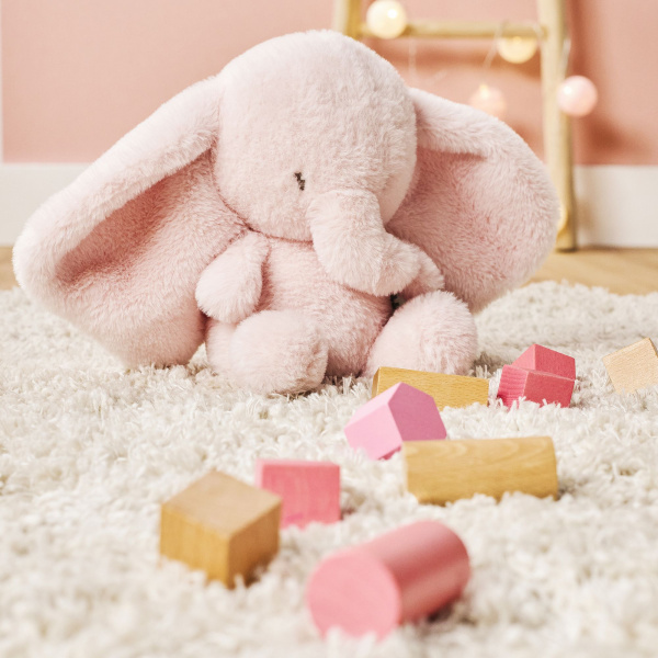 Peluche éléphant longs poils rose fanfan Nattou