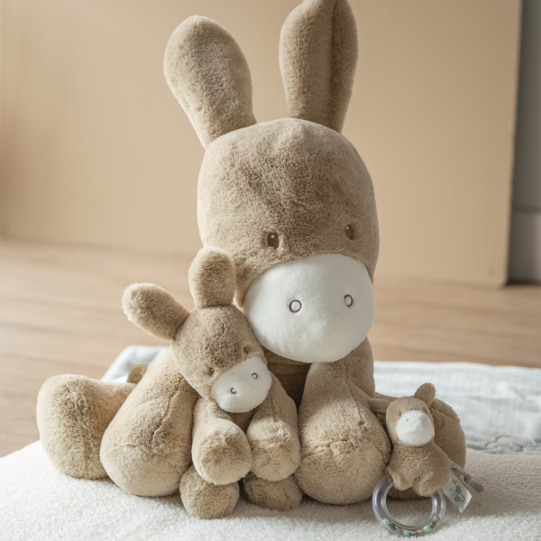Maxi peluche âne caramel longs poils 60 cm Nattou