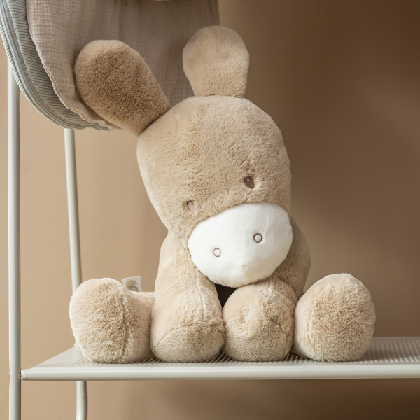 Maxi peluche âne caramel longs poils 60 cm Nattou