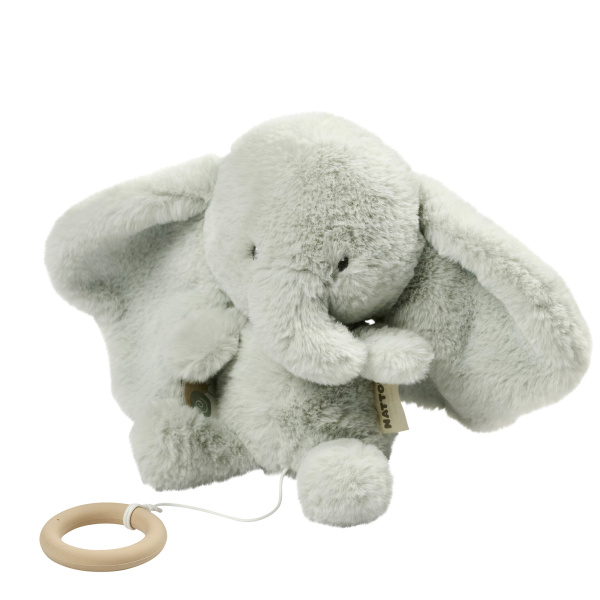 Peluche musicale éléphant loulou vert tilleul Nattou