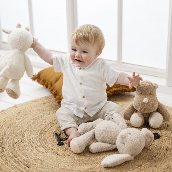 Peluche rhino bouclette 30cm caramel teddy bouclette Nattou