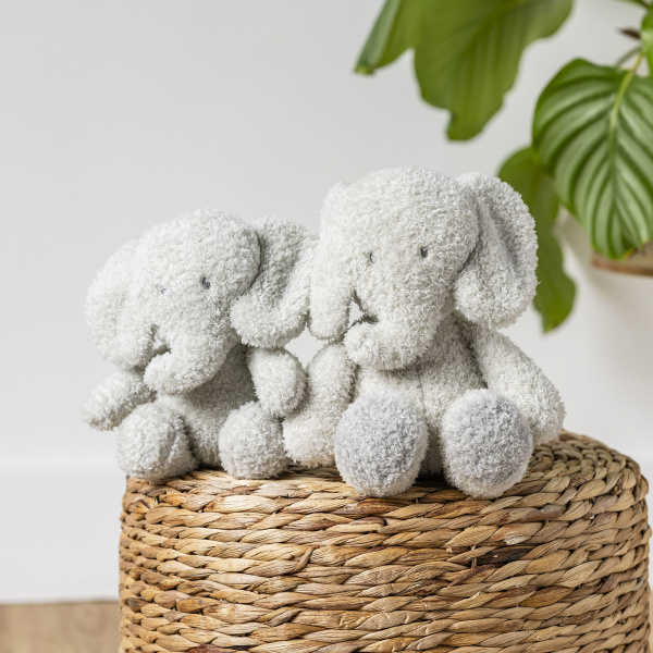 Peluche éléphant teddy bouclette 24cm gris Nattou