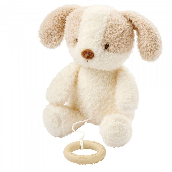 Peluche musical teddy bouclette chien écru Nattou