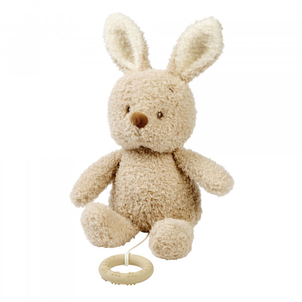 Peluche musical teddy bouclette lapin beige Nattou