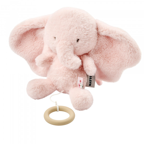 Peluche musical fanfan éléphant velours rose Nattou