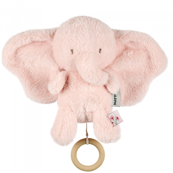 Peluche musical fanfan éléphant velours rose Nattou
