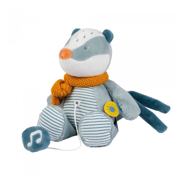 Mini peluche musicale tête souris bouclette ecru Nattou