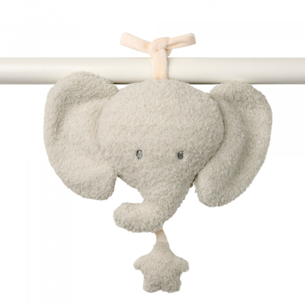 Mini peluche musicale tête éléphant bouclette gris Nattou
