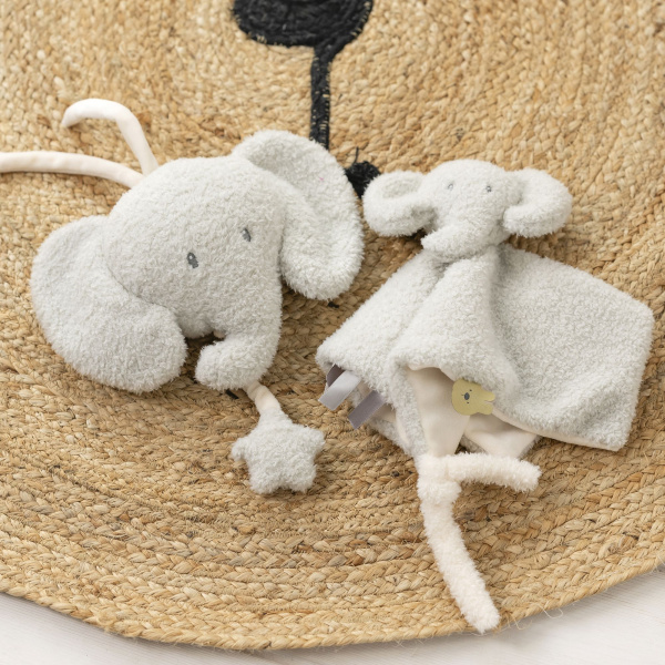 Mini peluche musicale tête éléphant bouclette gris Nattou