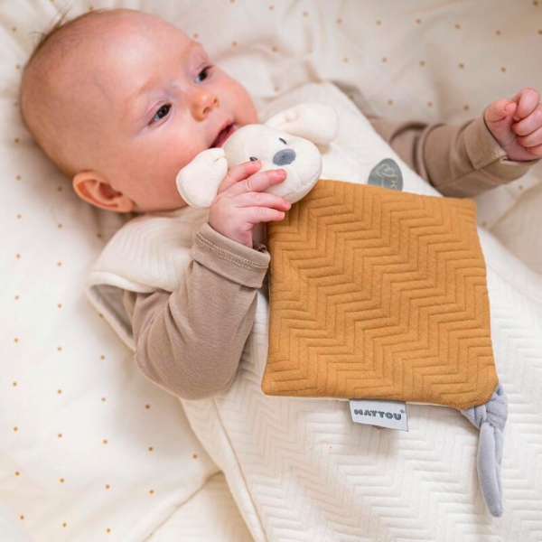 Mini doudou plat charlie le chien jacquard caramel Nattou