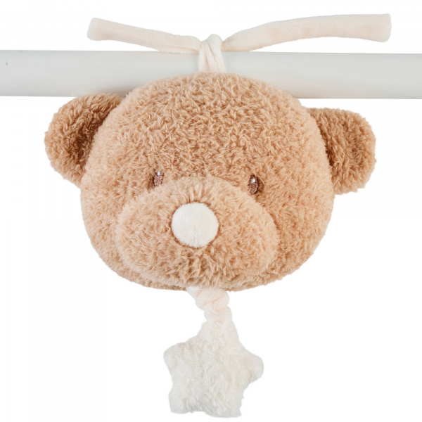 Mini peluche musicale tête ours bouclette caramel Nattou