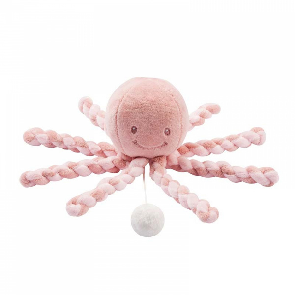 Peluche pieuvre musicale vieux rose et rose clair Nattou