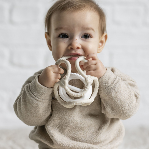 Set de 2 balles en silicone argile et blanc Nattou