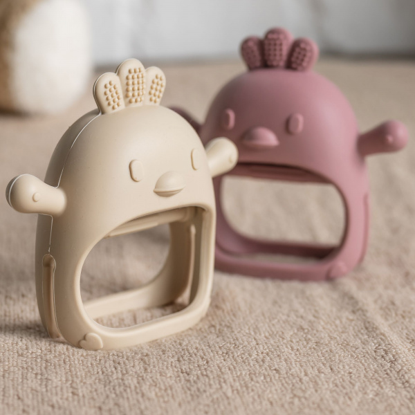 Moufle de dentition en silicone vieux rose Nattou