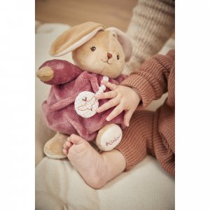 Peluche lapin patapouf musical 17 cm bordeaux Kaloo