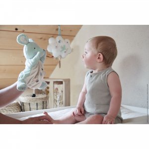 Doudou marionnette petite souris verte 24 cm Kaloo