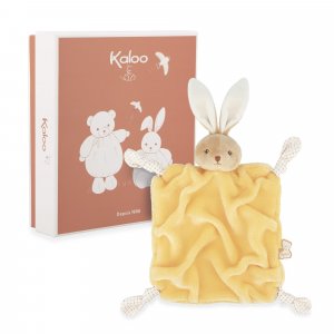 Doudou plat plume lapin jaune 24 cm Kaloo