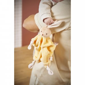 Doudou plat plume lapin jaune 24 cm Kaloo