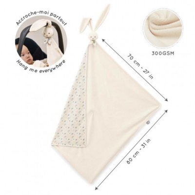 Couverture doudou lapin 80 x 70 cm crème