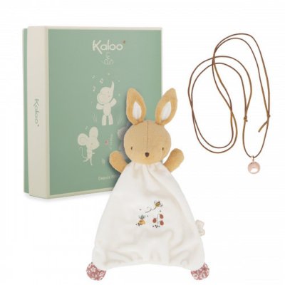 Coffret naissance doudou et collier bola lapin