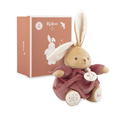 Peluche lapin patapouf musical 17 cm bordeaux