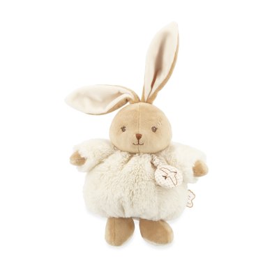 Peluche lapin patapouf musical 17 cm crème