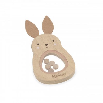 Hochet sonore en bois lapin