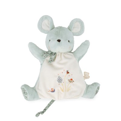 Doudou marionnette petite souris verte 24 cm