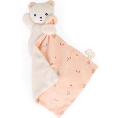 Carre douceur doudou ours feuilles d'amour 17cm