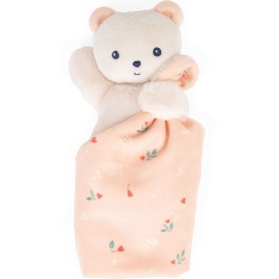 Carre douceur doudou ours feuilles d'amour 17cm