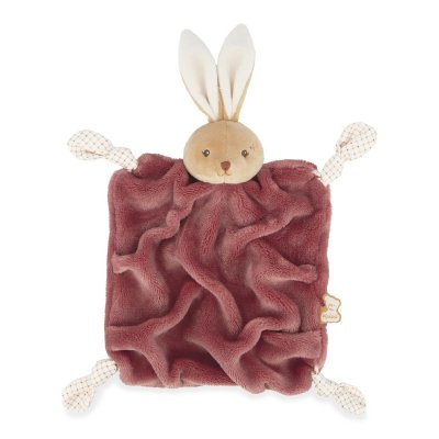 Doudou plat plume lapin bordeaux 24 cm