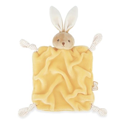 Doudou plat plume lapin jaune 24 cm