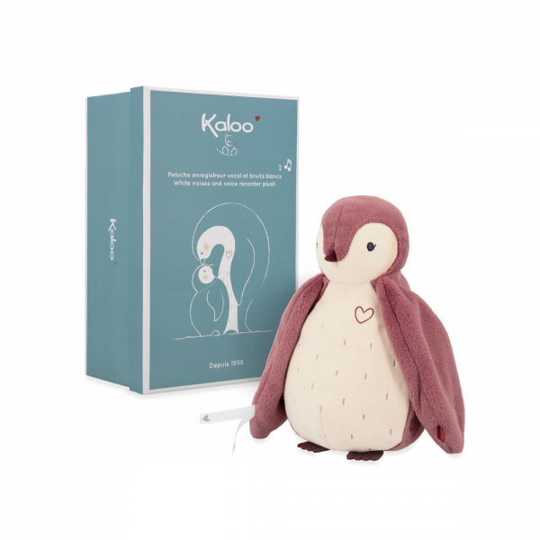 Peluche manchot enregistreuse et bruits blanc rose Kaloo