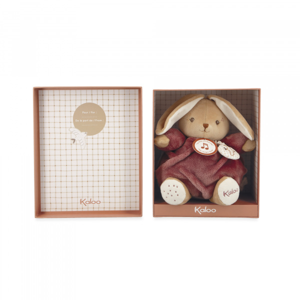 Peluche lapin patapouf musical 17 cm bordeaux Kaloo