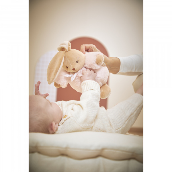 Peluche lapin patapouf 17 cm rose Kaloo