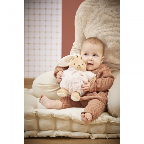Peluche lapin patapouf 17 cm rose Kaloo