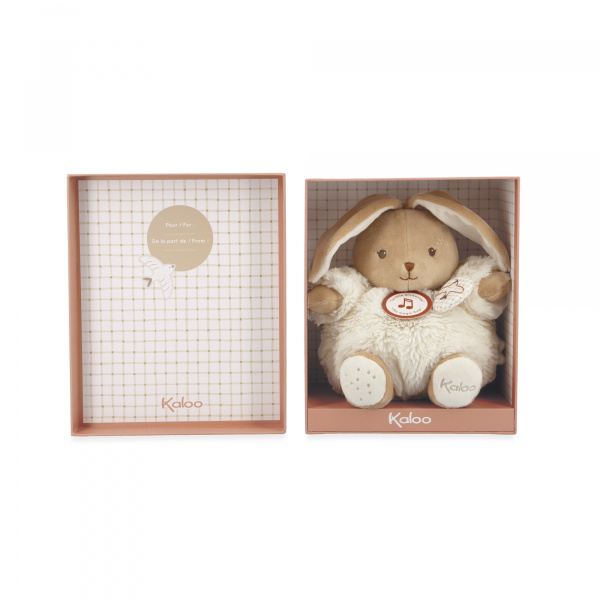 Peluche lapin patapouf musical 17 cm crème Kaloo