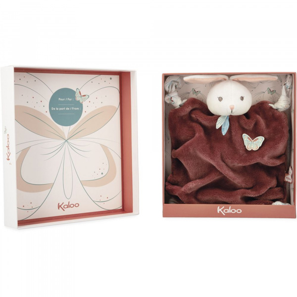 Doudou plat plume lapin cannelle 26 cm Kaloo
