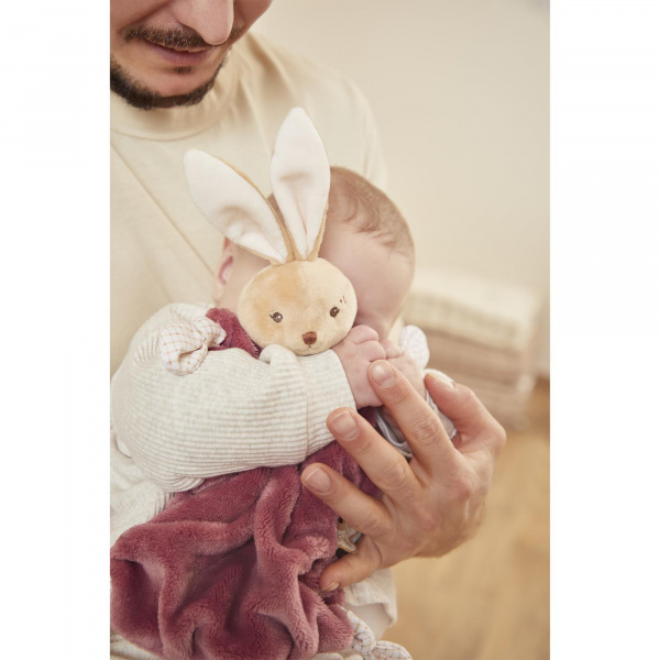 Doudou plat plume lapin bordeaux 24 cm Kaloo