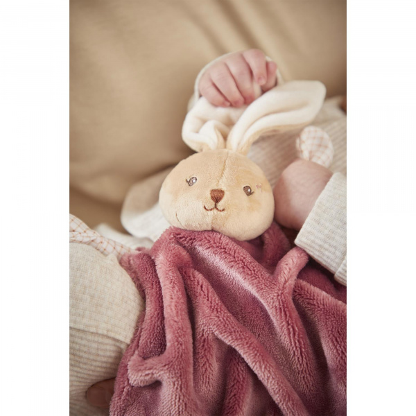 Doudou plat plume lapin bordeaux 24 cm Kaloo