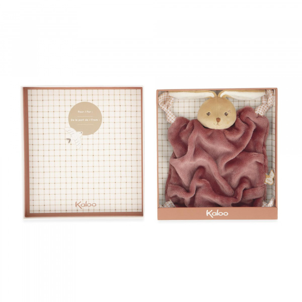 Doudou plat plume lapin bordeaux 24 cm Kaloo