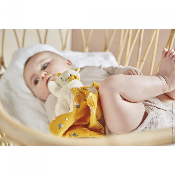 Doudou carré douceur plat lapin bouquet d'agrumes Kaloo