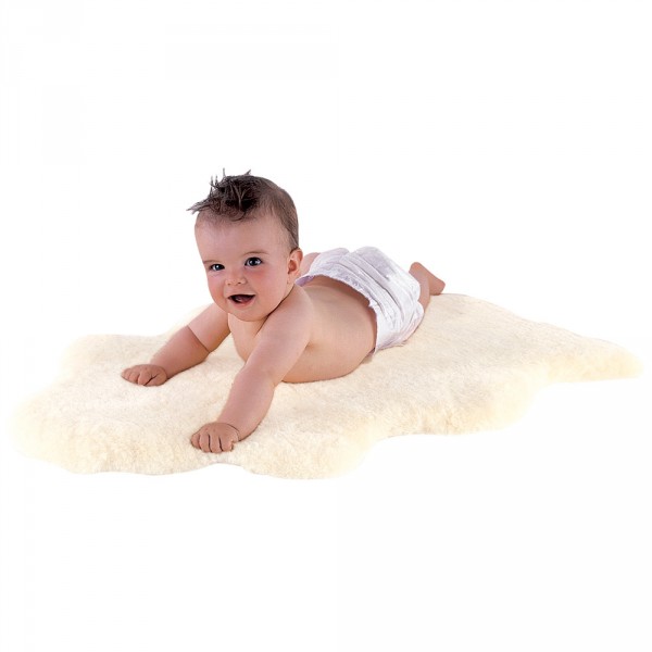 Tapis en peau pour bébé blanc nature 80/90 cm Kaiser