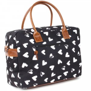 Sac à langer avec matelas à langer black & white coeurs Kidzroom